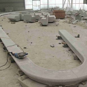 新乡 芝麻白花岗岩弧形花坛石，坐凳石