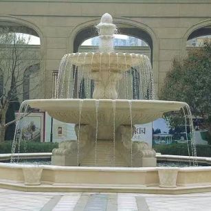 新乡 黄金麻花岗岩异型加工——户外庭院石雕流水喷泉