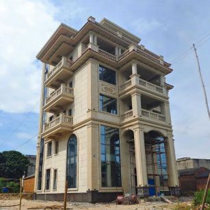 新乡 黄金麻花岗岩石材别墅外墙干挂搭配（雕花栏杆花瓶柱门楼罗马柱）