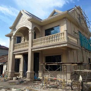 新乡 黄金麻花岗岩石材私人别墅雕花门楼柱阳台栏杆