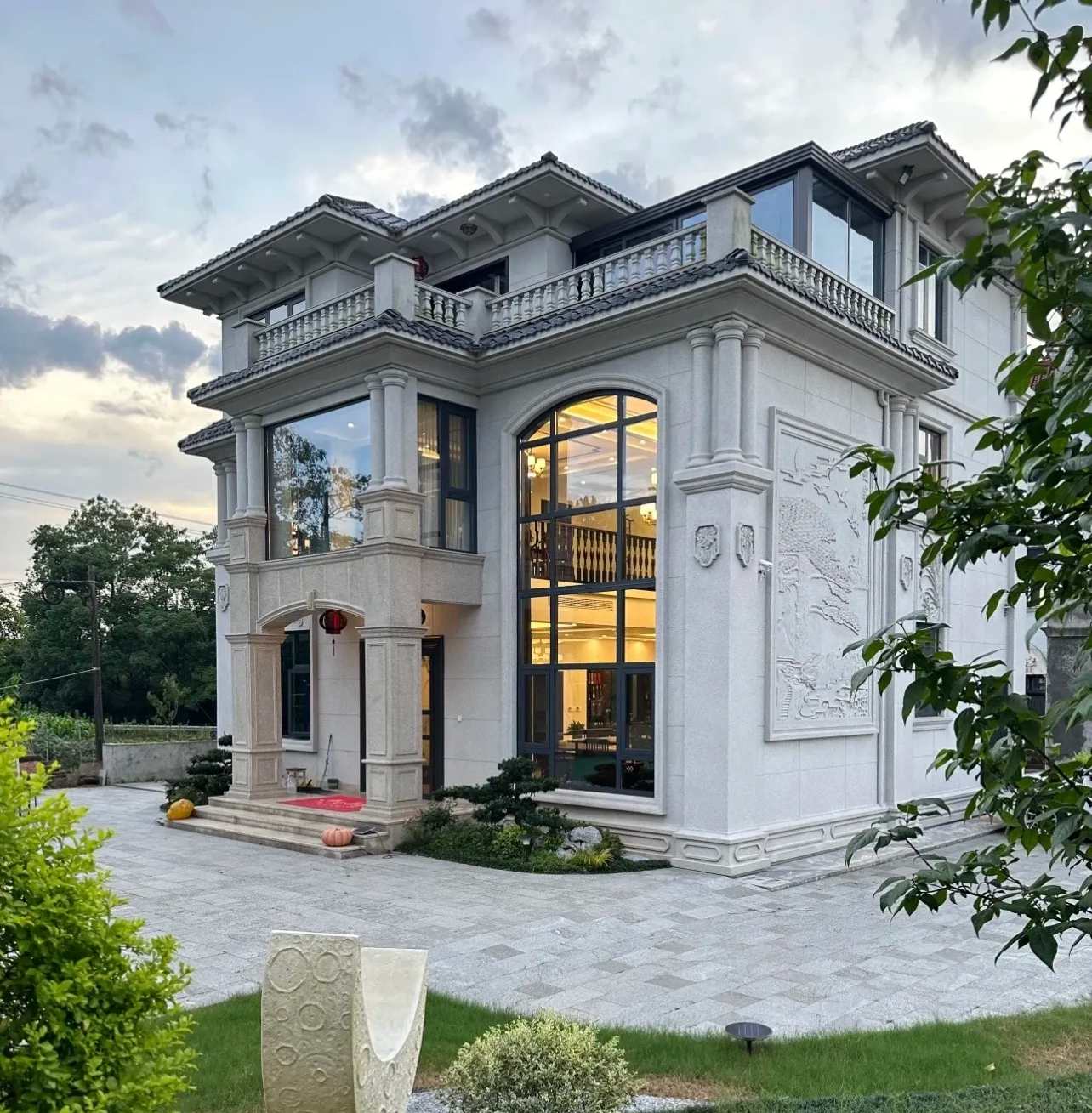 新乡 白麻花岗岩私人别墅干挂石材豪华定制